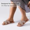 image:imageRuiee Wide Width Sandals for Women Fashion Slide Sandal Diamond Sparkly Bling Casual Dressy Flat Slides Comfort Bride Wedding Summer Slip on Wide Feet Womens SandalsTan Pu 778