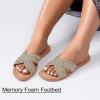 image:imageRuiee Wide Width Sandals for Women Fashion Slide Sandal Diamond Sparkly Bling Casual Dressy Flat Slides Comfort Bride Wedding Summer Slip on Wide Feet Womens SandalsGold Pu 778