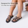 image:imageRuiee Wide Width Sandals for Women Summer Flip Flops Flat Slide Sandals Casual Braided Wide Feet Slides Comfort Slip on Thong Womens SandalBlack Pu 780