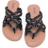 image:imageRuiee Wide Width Sandals for Women Summer Flip Flops Flat Slide Sandals Casual Braided Wide Feet Slides Comfort Slip on Thong Womens SandalBlack Pu 8009