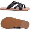 image:imageRuiee Wide Width Sandals for Women Summer Flip Flops Flat Slide Sandals Casual Braided Wide Feet Slides Comfort Slip on Thong Womens SandalBlack Pu 8009