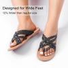 image:imageRuiee Wide Width Sandals for Women Summer Flip Flops Flat Slide Sandals Casual Braided Wide Feet Slides Comfort Slip on Thong Womens SandalBlack Pu 8009