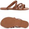 image:imageRuiee Wide Width Sandals for Women Summer Flip Flops Flat Slide Sandals Casual Braided Wide Feet Slides Comfort Slip on Thong Womens SandalBrown Pu 780
