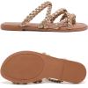 image:imageRuiee Wide Width Sandals for Women Summer Flip Flops Flat Slide Sandals Casual Braided Wide Feet Slides Comfort Slip on Thong Womens SandalGold Pu 780