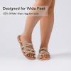 image:imageRuiee Wide Width Sandals for Women Summer Flip Flops Flat Slide Sandals Casual Braided Wide Feet Slides Comfort Slip on Thong Womens SandalGold Pu 780