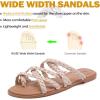 image:imageRuiee Wide Width Sandals for Women Summer Flip Flops Flat Slide Sandals Casual Braided Wide Feet Slides Comfort Slip on Thong Womens SandalNude Pu 780