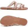 image:imageRuiee Wide Width Sandals for Women Summer Flip Flops Flat Slide Sandals Casual Braided Wide Feet Slides Comfort Slip on Thong Womens SandalNude Pu 780