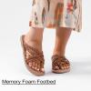 image:imageRuiee Wide Width Sandals for Women Summer Flip Flops Flat Slide Sandals Casual Braided Wide Feet Slides Comfort Slip on Thong Womens SandalTan Pu 8009