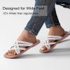 image:imageRuiee Wide Width Sandals for Women Summer Flip Flops Flat Slide Sandals Casual Braided Wide Feet Slides Comfort Slip on Thong Womens SandalWhite Pu 8009