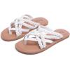 image:imageRuiee Wide Width Sandals for Women Summer Flip Flops Flat Slide Sandals Casual Braided Wide Feet Slides Comfort Slip on Thong Womens SandalWhite Pu 8009