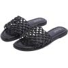 image:imageRuiee Wide Width Sandals for Women Summer Slide Sandal Casual Wide Feet Flat Slides Comfort Braided Slip on Sandals Beach Shoes for WomenBlack Pu 774