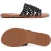 image:imageRuiee Wide Width Sandals for Women Summer Slide Sandal Casual Wide Feet Flat Slides Comfort Braided Slip on Sandals Beach Shoes for WomenBlack Pu 8008