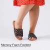 image:imageRuiee Wide Width Sandals for Women Summer Slide Sandal Casual Wide Feet Flat Slides Comfort Braided Slip on Sandals Beach Shoes for WomenBlack Pu 8008