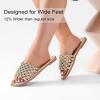 image:imageRuiee Wide Width Sandals for Women Summer Slide Sandal Casual Wide Feet Flat Slides Comfort Braided Slip on Sandals Beach Shoes for WomenGold Pu 774
