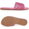 image:imageRuiee Wide Width Sandals for Women Summer Slide Sandal Casual Wide Feet Flat Slides Comfort Braided Slip on Sandals Beach Shoes for WomenPink Pu 774