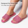 image:imageRuiee Wide Width Sandals for Women Summer Slide Sandal Casual Wide Feet Flat Slides Comfort Braided Slip on Sandals Beach Shoes for WomenPink Pu 774