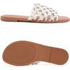 image:imageRuiee Wide Width Sandals for Women Summer Slide Sandal Casual Wide Feet Flat Slides Comfort Braided Slip on Sandals Beach Shoes for WomenWhite Pu 8008
