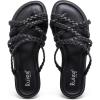 image:imageRuiee Wide Width Sandals for Women Summer Flip Flops Flat Slide Sandals Casual Braided Wide Feet Slides Comfort Slip on Thong Womens SandalBlack Pu 780