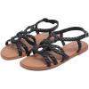 image:imageRuiee Wide Width Sandals for Women Summer Casual Braided Wide Feet Flat Slides Sandal Comfort Slip on Sandals Open Toe Beach Shoes for WomenBlack Pu 8010