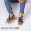 image:imageRuiee Wide Width Sandals for Women Summer Casual Braided Wide Feet Flat Slides Sandal Comfort Slip on Sandals Open Toe Beach Shoes for WomenBlack Pu 8010