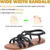 image:imageRuiee Wide Width Sandals for Women Summer Casual Braided Wide Feet Flat Slides Sandal Comfort Slip on Sandals Open Toe Beach Shoes for WomenBlack Pu 8010