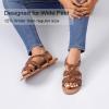 image:imageRuiee Wide Width Sandals for Women Summer Casual Braided Wide Feet Flat Slides Sandal Comfort Slip on Sandals Open Toe Beach Shoes for WomenTan Pu 8010