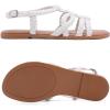 image:imageRuiee Wide Width Sandals for Women Summer Casual Braided Wide Feet Flat Slides Sandal Comfort Slip on Sandals Open Toe Beach Shoes for WomenWhite Pu 8010