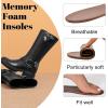 image:imageRuiee Mid Calf Boots for Women Flat Casual Round Toe Fashion Calf High Boot Buckle Dressy Fall and Winter Low Heeled Womens BootsBlack Mf 973