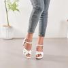 image:imageRuiee Womens Platform Heels Chunky Heeled Sandals Ankle Strappy Round Open Toe Dressy Shoes Wedding Party High Pump Heels for WomenWhite 086