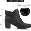 image:imageRuiee Ankle Boots for Women Chunky Heeled Booties Fashion Comfort Round Close Toe Low Mid Heel Winter Fall Ladies Short BootsBlack Bmf 303