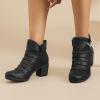 image:imageRuiee Ankle Boots for Women Chunky Heeled Booties Fashion Comfort Round Close Toe Low Mid Heel Winter Fall Ladies Short BootsBlack Bmf 303