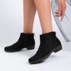 image:imageRuiee Ankle Boots for Women Chunky Heeled Booties Fashion Comfort Round Close Toe Low Mid Heel Winter Fall Ladies Short BootsBlack Mf 981