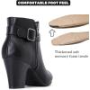 image:imageRuiee Ankle Boots for Women Chunky Heeled Booties Fashion Comfort Round Close Toe Low Mid Heel Winter Fall Ladies Short BootsBlack Pu 302