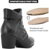 image:imageRuiee Ankle Boots for Women Chunky Heeled Booties Fashion Comfort Round Close Toe Low Mid Heel Winter Fall Ladies Short BootsBlack Pu 303