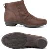 image:imageRuiee Ankle Boots for Women Chunky Heeled Booties Fashion Comfort Round Close Toe Low Mid Heel Winter Fall Ladies Short BootsBrown Bmf 981