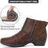 image:imageRuiee Ankle Boots for Women Chunky Heeled Booties Fashion Comfort Round Close Toe Low Mid Heel Winter Fall Ladies Short BootsBrown Bmf 981