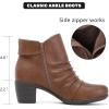 image:imageRuiee Ankle Boots for Women Chunky Heeled Booties Fashion Comfort Round Close Toe Low Mid Heel Winter Fall Ladies Short BootsBrown Pu 303