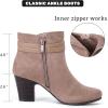 image:imageRuiee Ankle Boots for Women Chunky Heeled Booties Fashion Comfort Round Close Toe Low Mid Heel Winter Fall Ladies Short BootsTaupe Mf 301