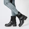 image:imageRuiee Ankle Boots for Women Combat Boots Low Heel Short Booties Round Toe Side Zipper Womens BootsBlack Bmf 303