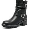 image:imageRuiee Ankle Boots for Women Combat Boots Low Heel Short Booties Round Toe Side Zipper Womens BootsBlack Pu 303
