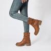 image:imageRuiee Ankle Boots for Women Combat Boots Low Heel Short Booties Round Toe Side Zipper Womens BootsBrown Pu 303