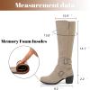 image:imageRuiee Knee High Boots for Women Chunky Heel Casual Comfort Pointed Toe Boot Womens Fashion Fall Winter KneeHigh BootsBeige Pu 304