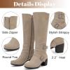 image:imageRuiee Knee High Boots for Women Chunky Heel Casual Comfort Pointed Toe Boot Womens Fashion Fall Winter KneeHigh BootsBeige Pu 304
