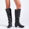 image:imageRuiee Knee High Boots for Women Chunky Heel Casual Comfort Pointed Toe Boot Womens Fashion Fall Winter KneeHigh BootsBlack Lpu 303