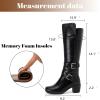 image:imageRuiee Knee High Boots for Women Chunky Heel Casual Comfort Pointed Toe Boot Womens Fashion Fall Winter KneeHigh BootsBlack Lpu 303