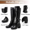 image:imageRuiee Knee High Boots for Women Chunky Heel Casual Comfort Pointed Toe Boot Womens Fashion Fall Winter KneeHigh BootsBlack Lpu 303