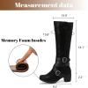 image:imageRuiee Knee High Boots for Women Chunky Heel Casual Comfort Pointed Toe Boot Womens Fashion Fall Winter KneeHigh BootsBlack Zpu 304