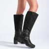 image:imageRuiee Knee High Boots for Women Chunky Heel Casual Comfort Pointed Toe Boot Womens Fashion Fall Winter KneeHigh BootsBlack Zpu 304