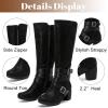 image:imageRuiee Knee High Boots for Women Chunky Heel Casual Comfort Pointed Toe Boot Womens Fashion Fall Winter KneeHigh BootsBlack Zpu 304