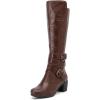 image:imageRuiee Knee High Boots for Women Chunky Heel Casual Comfort Pointed Toe Boot Womens Fashion Fall Winter KneeHigh BootsBrown Lpu 303